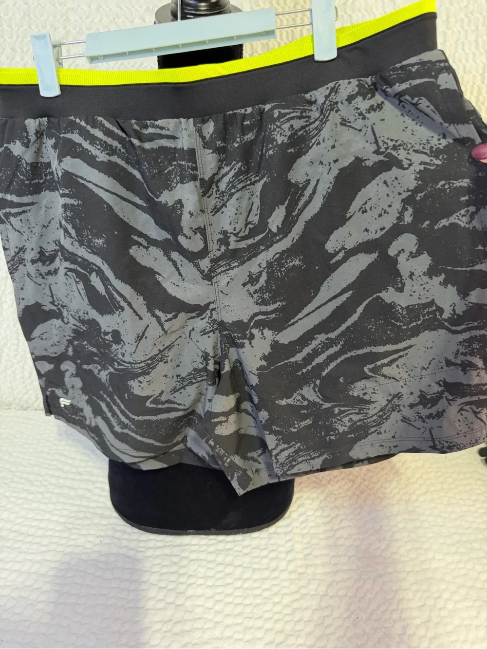 Men's Performance Athletic Shorts in Charcoal Gray with Neon Trim 5inch